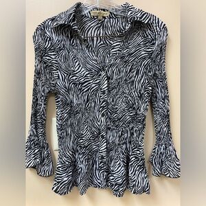 Y2K ribbed zebra blouse 🖤